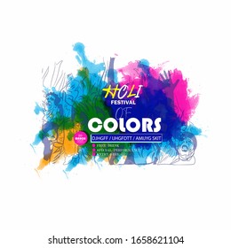 Happy Holi Background for Festival of Colors celebration vector elements for card,greeting,poster design
