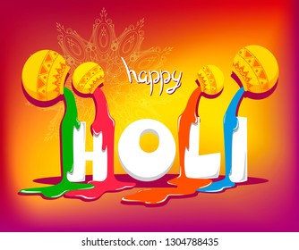 Happy Holi background with spell paint. Vector illustration . Abstract holi background