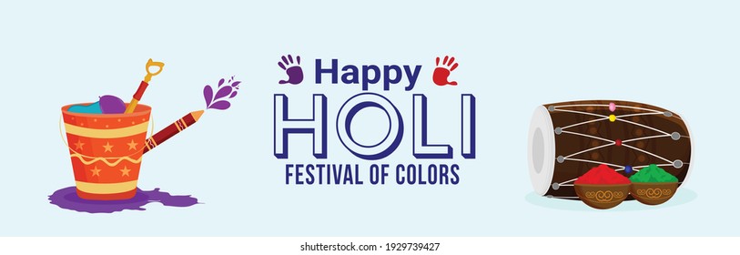 	
Banner o encabezado feliz de holi con olla de color de barro