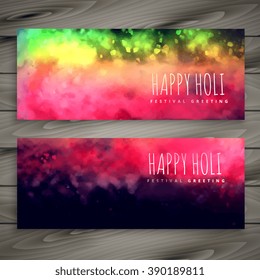 happy holi banners set