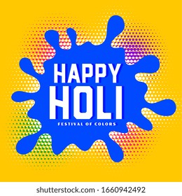 happy holi blue splash festival background design