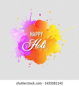 Happy Holi Card With Blobs Transparent background, Vector Illustration