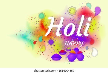Happy holi for card design. Vector illustration.