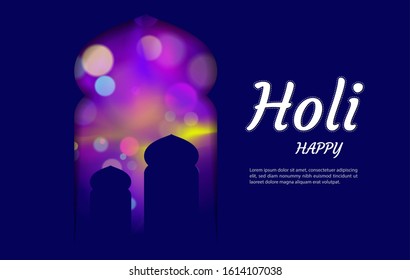 Happy holi for card design. Vector illustration.