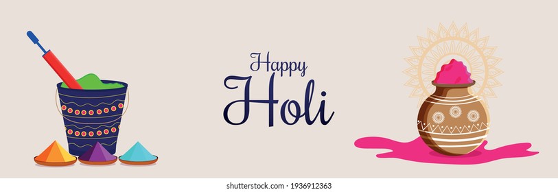 	
Happy holi celebration banner or header