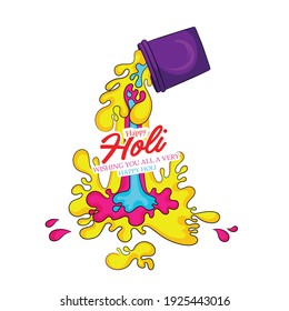 Feliz celebración Holi con un Flyer creativo, un cartel o un diseño de panfleto para el Festival de Colores de la India, antecedentes