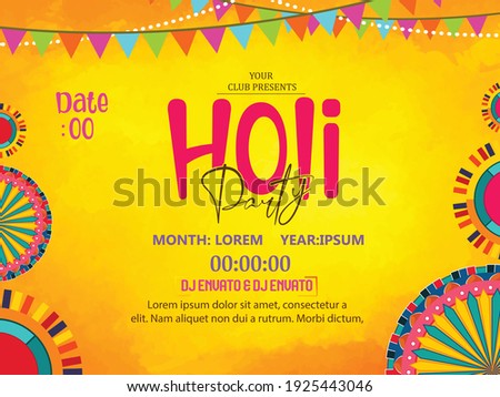 Happy Holi celebration with Creative Flyer, Banner or Pamphlet design for Indian Festival of Colours, background