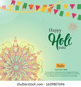 Happy Holi celebration design illustration of abstract colorful Happy Holi background