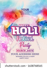 Happy Holi celebration design, party flyer, banner