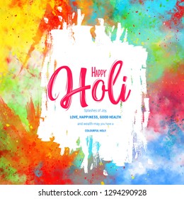 Happy Holi celebration greeting card 
 flyer design