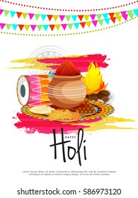 Happy Holi Celebration Poster Or Banner Background.