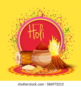 Happy Holi Celebration Poster Or Banner Background.