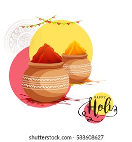 Happy Holi Celebration Poster Or Banner Background.