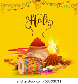 Happy Holi Celebration Poster Or Banner Background.