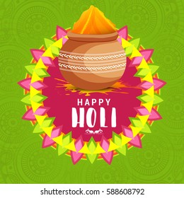 Happy Holi Celebration Poster Or Banner Background.