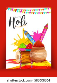 Happy Holi Celebration Poster Or Banner Background.