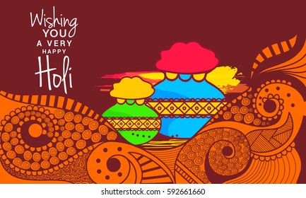 Happy Holi Celebration Poster Or Banner Background.