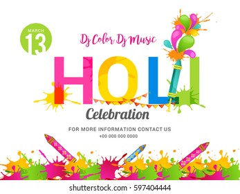 Happy Holi Celebration Poster Or Banner Background.