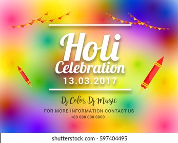 Happy Holi Celebration Poster Or Banner Background.