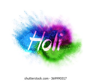 Happy Holi celebrations with particle effect colorful text 