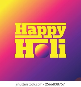 Happy Holi color festival celebration banner, poster, greeting card on vibrant background. Modern typography holi logo for Hindian cultural holiday party.