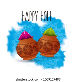 happy holi color powder decorated poster