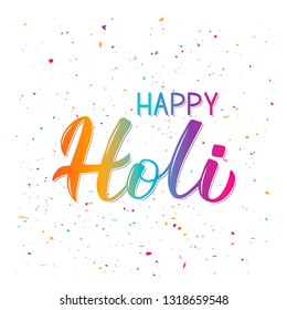 Happy Holi colorful 3d lettering . Indian Traditional festival of colors. Hindu spring celebration poster. Vector template for party invitations, banners, flyers, etc. Holi logo design.