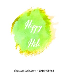 Happy Holi colorful background. Painted texture isolated on white. Vector illustration.