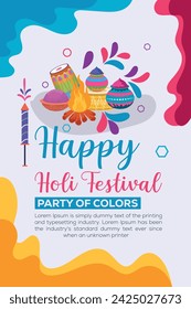 Happy Holi colorful banner template indian hinduism festival Banner celebration, social media poster design and horizontal banner template for Holi festival celebration