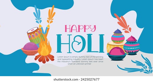 Happy Holi colorful banner template indian hinduism festival Banner celebration, social media poster design and horizontal banner template for Holi festival celebration