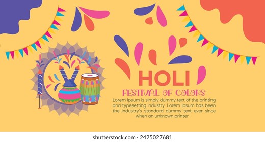 Happy Holi colorful banner template indian hinduism festival Banner celebration, social media poster design and horizontal banner template for Holi festival celebration