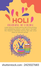 Happy Holi colorful banner template indian hinduism festival Banner celebration, social media poster design and horizontal banner template for Holi festival celebration