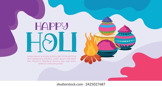 Happy Holi colorful banner template indian hinduism festival Banner celebration, social media poster design and horizontal banner template for Holi festival celebration