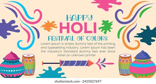 Happy Holi colorful banner template indian hinduism festival Banner celebration, social media poster design and horizontal banner template for Holi festival celebration