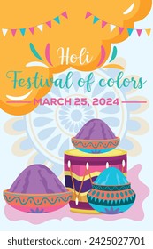 Happy Holi colorful banner template indian hinduism festival Banner celebration, social media poster design and horizontal banner template for Holi festival celebration