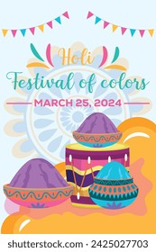 Happy Holi colorful banner template indian hinduism festival Banner celebration, social media poster design and horizontal banner template for Holi festival celebration