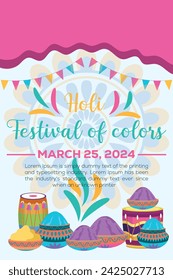 Happy Holi colorful banner template indian hinduism festival Banner celebration, social media poster design and horizontal banner template for Holi festival celebration