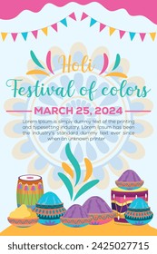 Happy Holi colorful banner template indian hinduism festival Banner celebration, social media poster design and horizontal banner template for Holi festival celebration