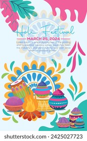 Happy Holi colorful banner template indian hinduism festival Banner celebration, social media poster design and horizontal banner template for Holi festival celebration