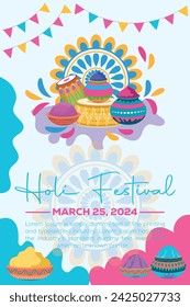 Happy Holi colorful banner template indian hinduism festival Banner celebration, social media poster design and horizontal banner template for Holi festival celebration