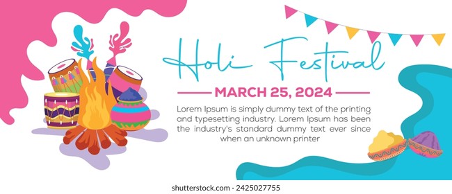 Happy Holi colorful banner template indian hinduism festival Banner celebration, social media poster design and horizontal banner template for Holi festival celebration