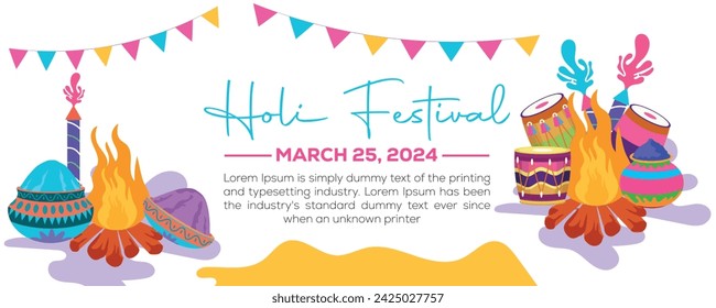 Happy Holi colorful banner template indian hinduism festival Banner celebration, social media poster design and horizontal banner template for Holi festival celebration