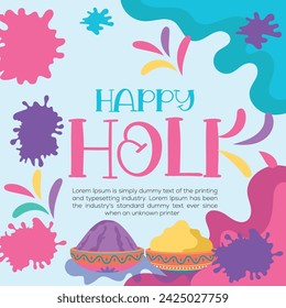 Happy Holi colorful banner template indian hinduism festival Banner celebration, social media poster design and horizontal banner template for Holi festival celebration