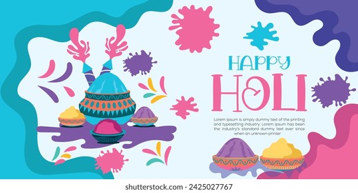 Happy Holi colorful banner template indian hinduism festival Banner celebration, social media poster design and horizontal banner template for Holi festival celebration