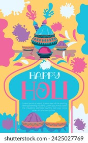 Happy Holi colorful banner template indian hinduism festival Banner celebration, social media poster design and horizontal banner template for Holi festival celebration