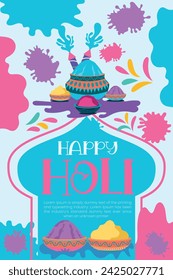 Happy Holi colorful banner template indian hinduism festival Banner celebration, social media poster design and horizontal banner template for Holi festival celebration