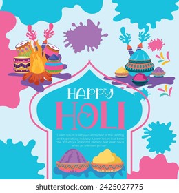 Happy Holi colorful banner template indian hinduism festival Banner celebration, social media poster design and horizontal banner template for Holi festival celebration