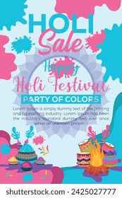 Happy Holi colorful banner template indian hinduism festival Banner celebration, social media poster design and horizontal banner template for Holi festival celebration