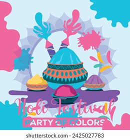 Happy Holi colorful banner template indian hinduism festival Banner celebration, social media poster design and horizontal banner template for Holi festival celebration