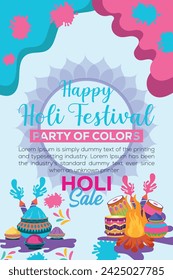 Happy Holi colorful banner template indian hinduism festival Banner celebration, social media poster design and horizontal banner template for Holi festival celebration